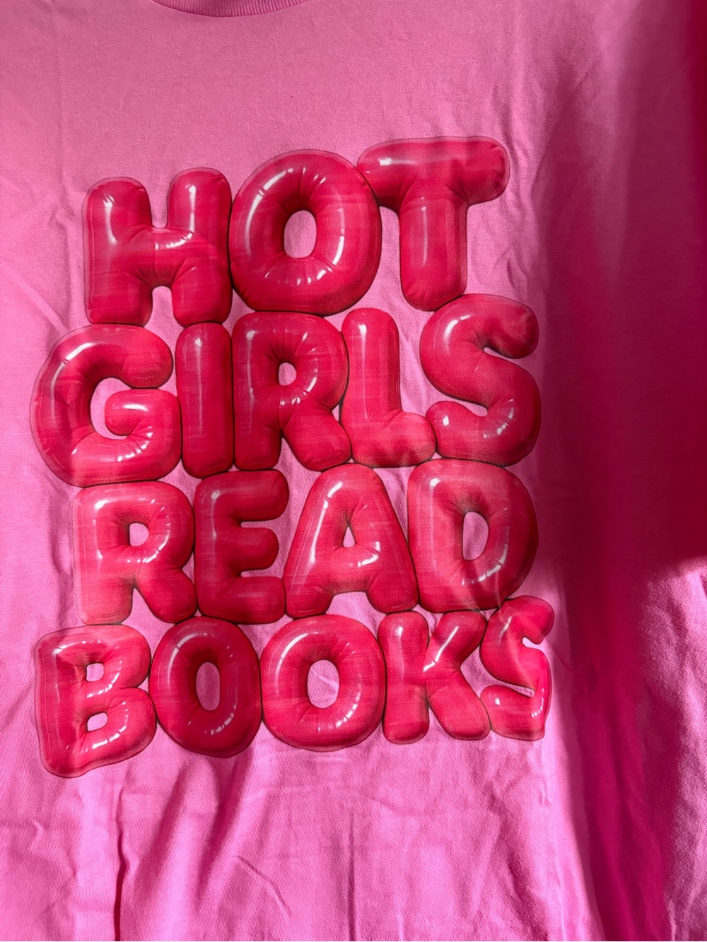 Gildan Pink "Hot Girls Read Books" Balloon Graphic Tee